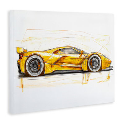 Toile jaune de fantaisie de voiture de sport, design par Steve Hunziker