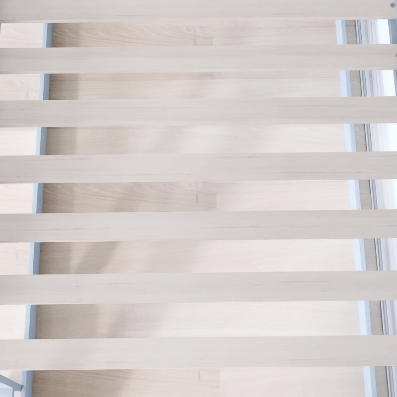 Lit superposé simple au-dessus de simple avec structure en bois avec échelle, lattes renforcées, Gris