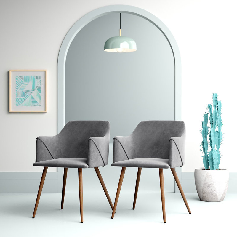 Sofiya 45cm H Velvet Upholstered Armchair, Grey