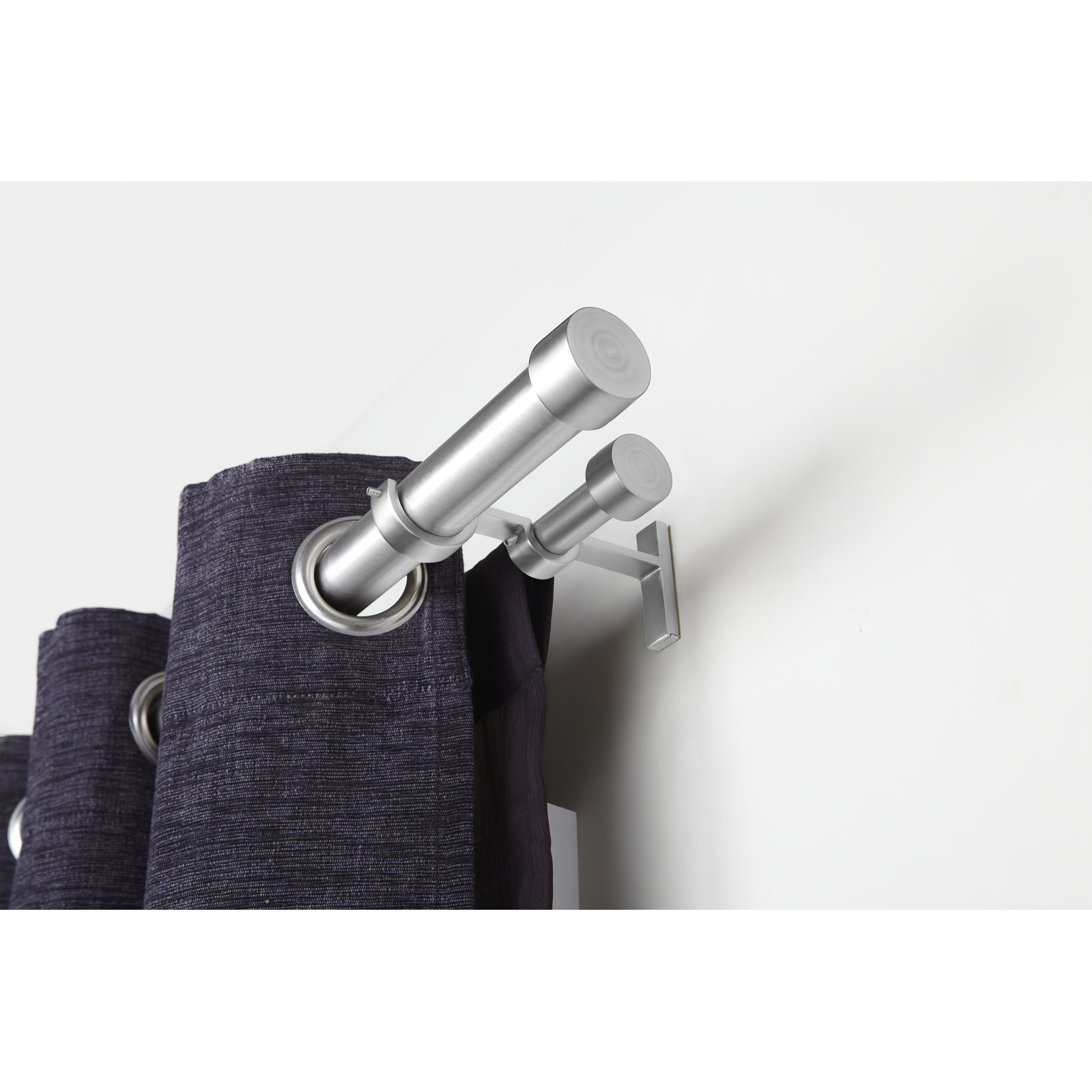 Cappa Drapery Solutions Adjustable 1" Steel Double Curtain Rod Set, Nickel, 72" H x 146" W