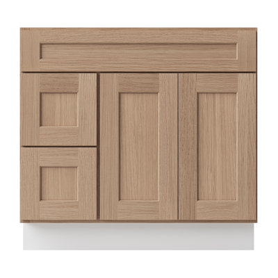 Ready-to-Assemble Solid Wood Shaker 36" Bathroom Vanity Base Cabinet Only – Countertop Not Included