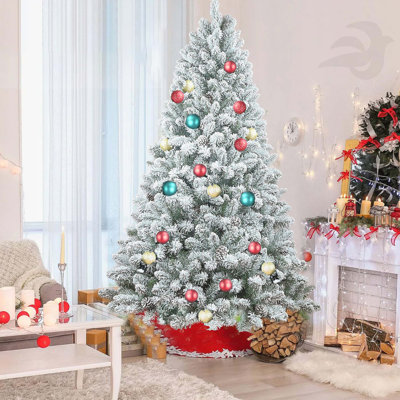 Arbre de Noël artificiel floqué 5 pi: 600 pointes en PVC, 27 pommes de pin naturelles, support en métal robuste, pleine forme, pour une décoration saisonnière