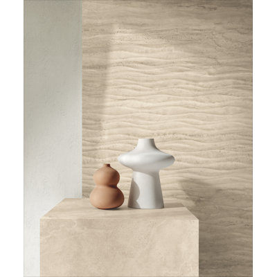 Travertino Ebur Wavy 3D Italian Travertine-Look Porcelain Tile 24x48