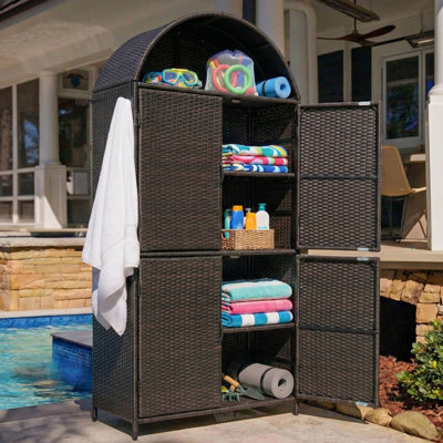 Armoire de rangement 72 po en osier avec tablettes