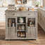 Chariot mobile pour îlot de cuisine avec rallonge rabattable. Armoire de rangement roulante avec tiroirs. Support à épices et porte-serviettes.  Chariot de cuisine en bois sur roulettes pour petite cuisine. Salle à manger. Gris-1189896348