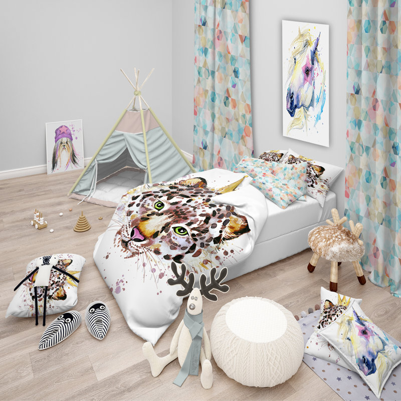 Ensemble de housse de couette tropical, Housse simple + 1 taie décorative