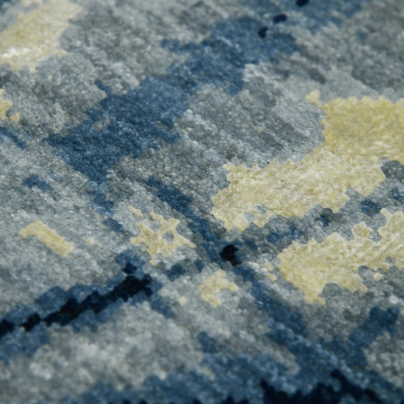 Tapis bleu saphir en laine / viscose noué à la main Hermitage Dessavie, Rectangle 2 pi x 3 pi