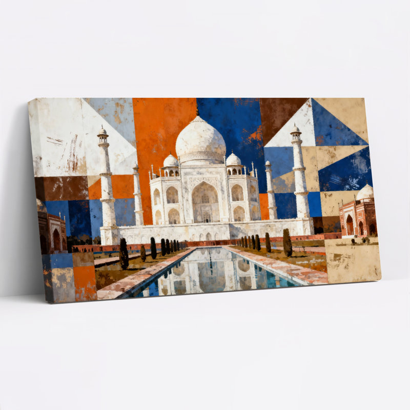 Ensemble de 1 tableau sur toile à motif géométrique Taj Mahal, H 20 po x l 40 po