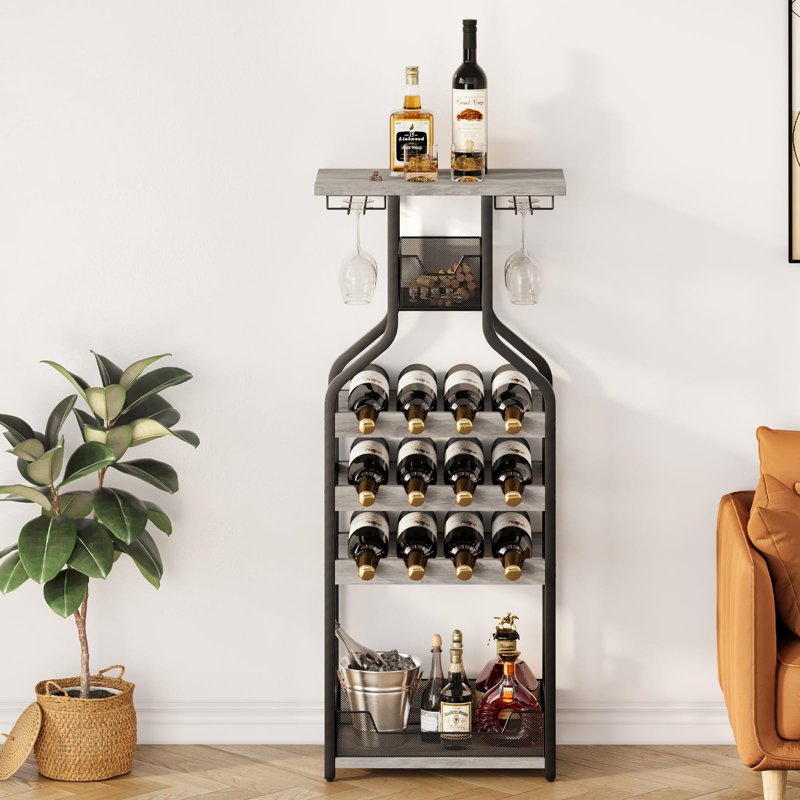 Wine Bottle Rack, Grey/Black