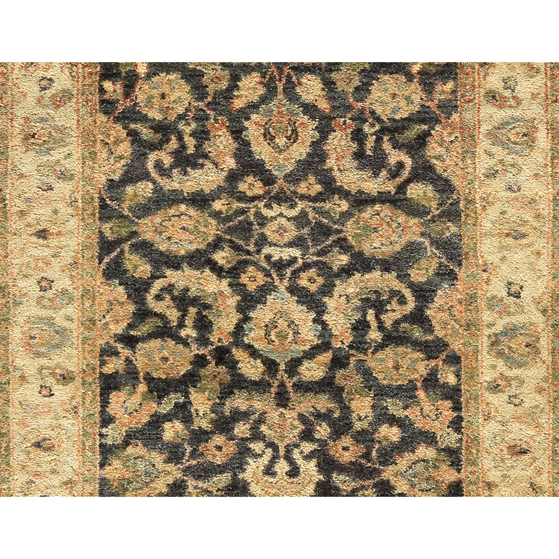 Hand Knotted Wool Oriental Area Rug in Beige/Brown/Black/Green, Runner 2'6" x 22'
