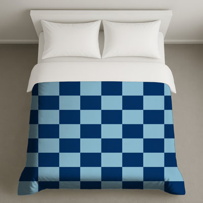 Housses de couette bleues à motif damier