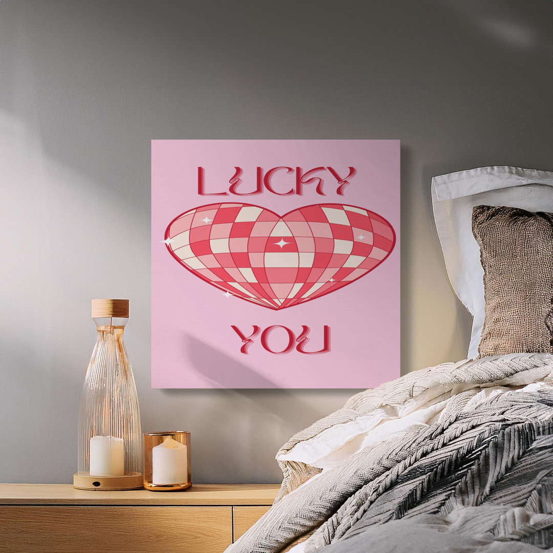 Lucky You Heart Canvas Wall Art, Gallery Wrapped, Matte Canvas Print, Modern Decor, Ready to Hang, Valentine's Day Gift, Archival Quality