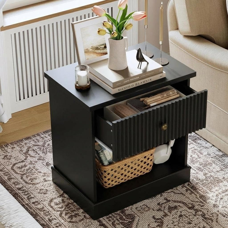 57.7 W Bedside Table, Black