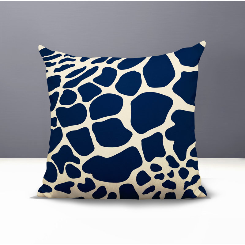 Oreiller carré intérieur / extérieur réversible à imprimé animalier Giro, Carré 19 po, Bleu