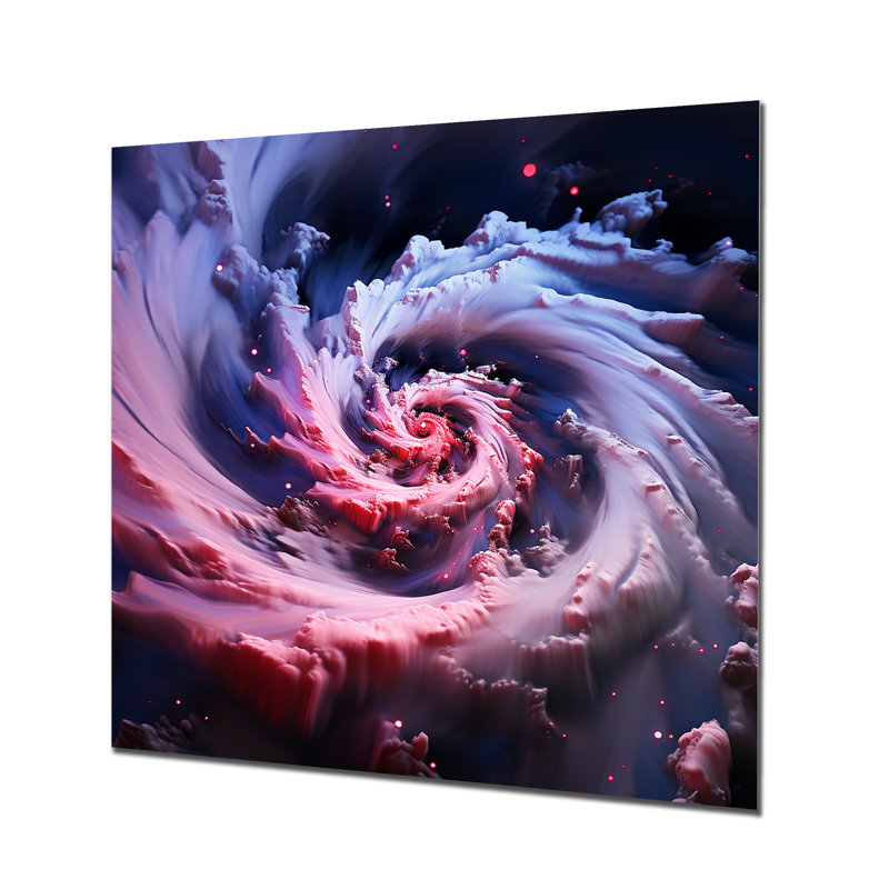 Abstrait galaxie mauve abstraite IV - abstrait en spirale, art mural en métal, H 36 po x l 36 po