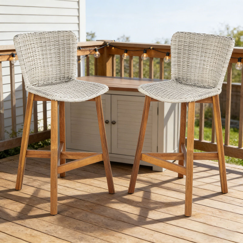 Tabouret d'extérieur, Gris clair, teck