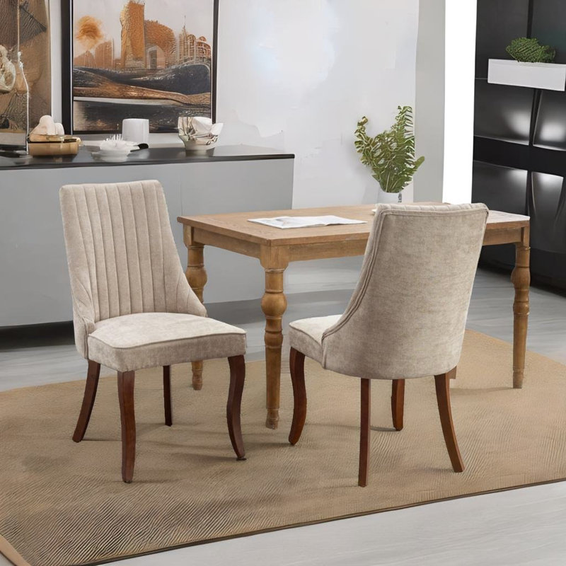 Chaise de salle à manger en microfibre / microsuède Philmore, Beige