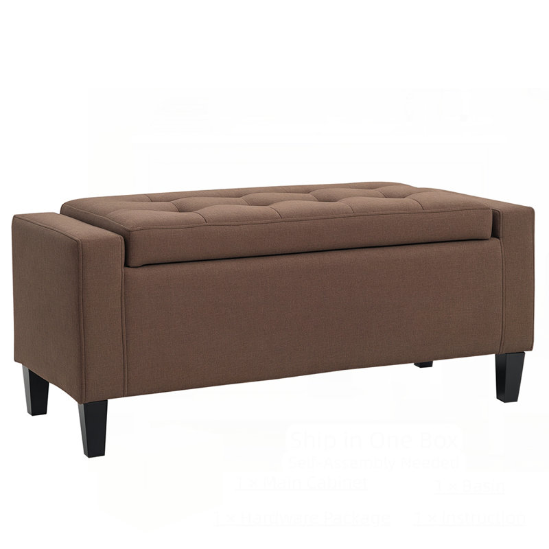 Repose-pieds de rangement classique en lin avec une utilisation polyvalente et beaucoup d'espace, parfait pour les maisons modernes et confortables.
