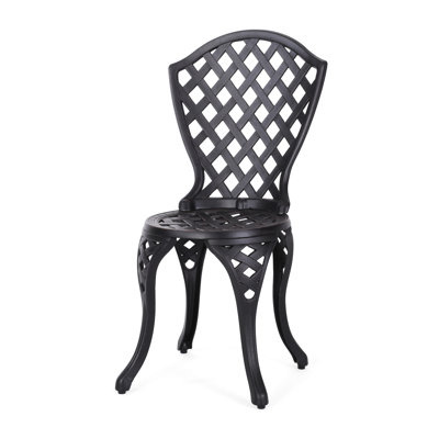 Metal Bistro - Black. Classic Outdoor Furniture With Curved Frames. Legs & Table. Aluminium, For Backyard Gathering Patio Black Timeless Design. Sit Outside Favorite Book. Frames, 23.95 In. Depth,