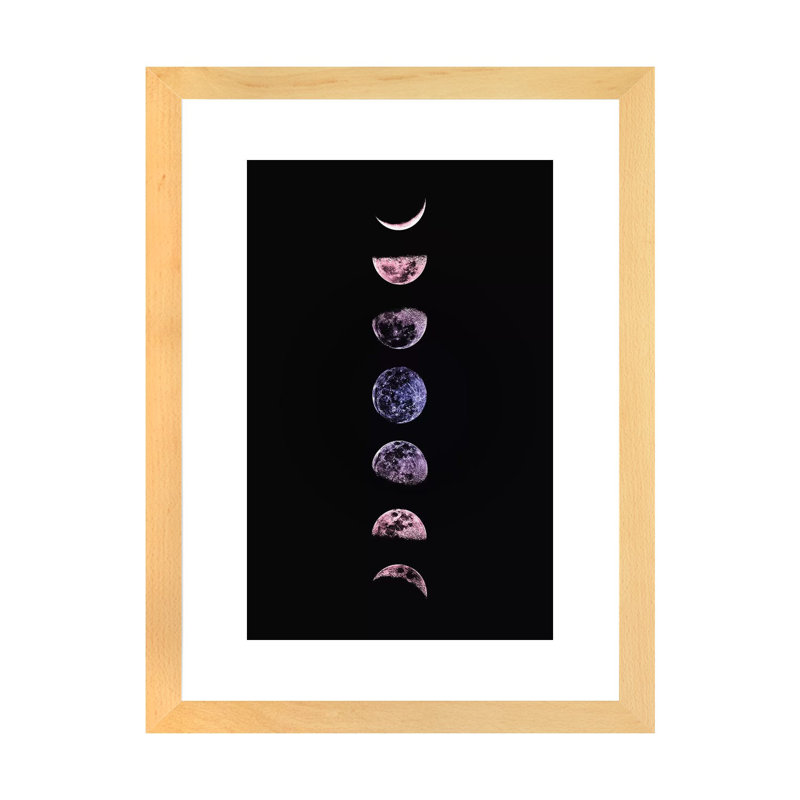 «Moon Phases» par Emanuela Carratoni, impression, Papier encadré de bois naturel, H 24 po x l 16 po x P 1 po