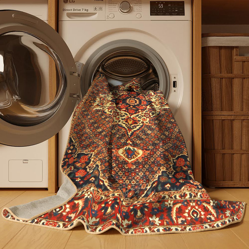 Tapis 100% traditionnel lavable à la machine 2251, Rectangle 6 pi x 9 pi