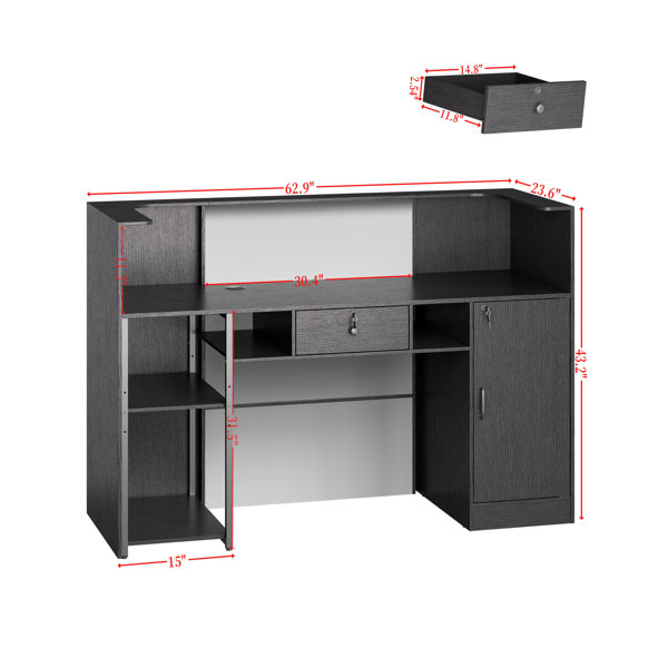 Ebern Designs Reception Desk With Led Lights – Modern Counter Table For ...