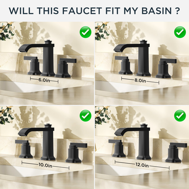 Widespread Faucet 2-handle Bathroom Faucet With Drain Assembly, Matte Black