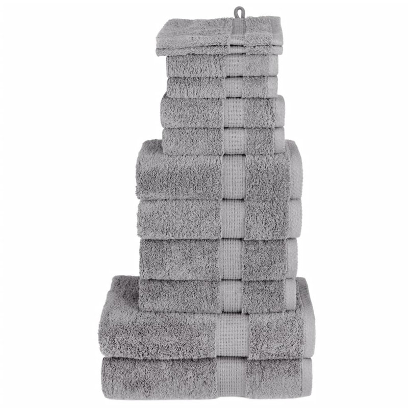 Premium Towel Set SOLUND 600 Gsm, Grey, 12 Piece Towel Set