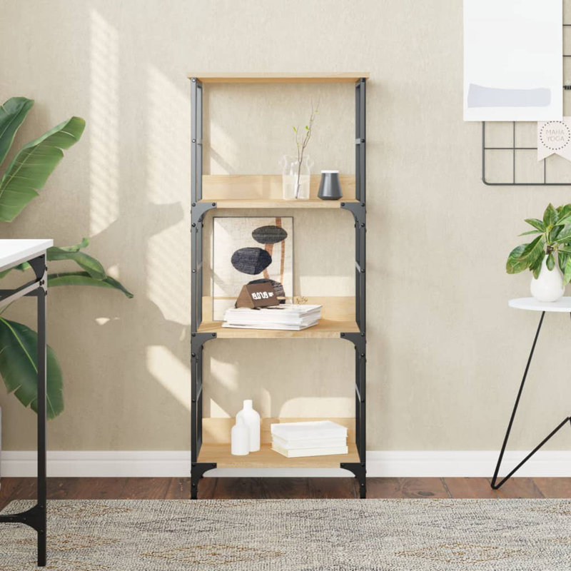 Holweg 50cm W Steel Standard Bookcase, Sonoma Oak, (2 Shelves) 82 cm H x 50cm W x 33cm D