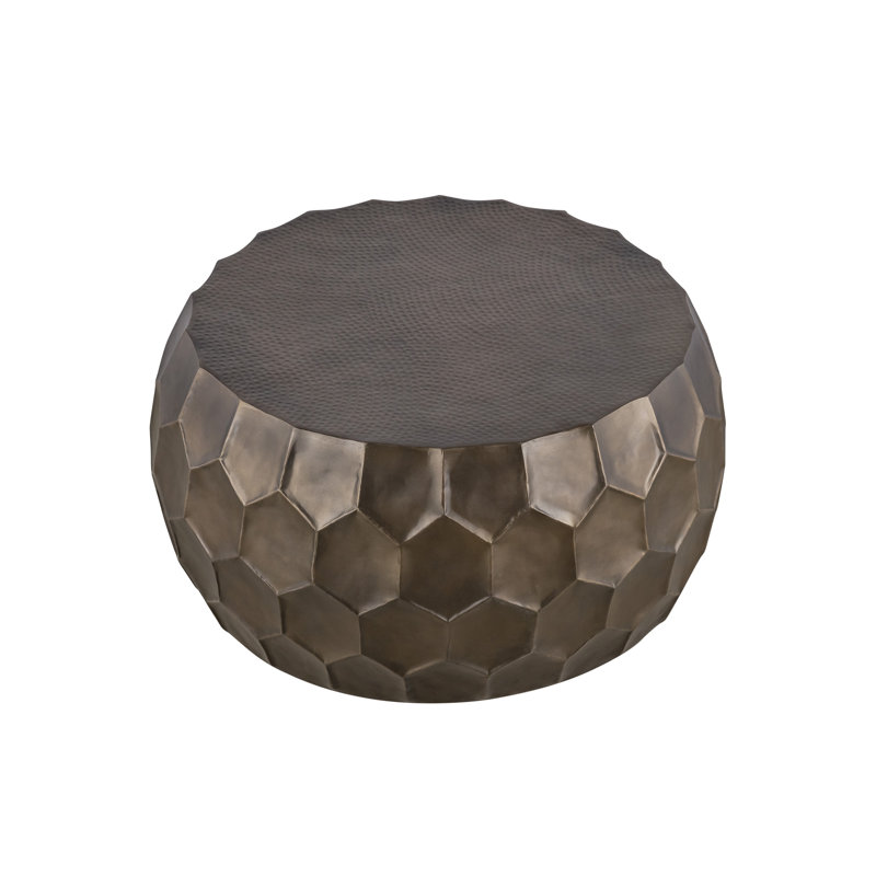 Table basse contemporaine 32 po en aluminium avec table contemporaine, sans chaises., Doré