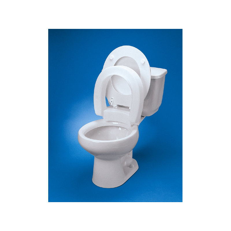 Siège de toilette surélevé à charnières allongée