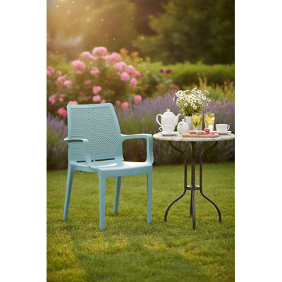 Chaise de salle à manger moderne bleu, 22,4 x 33,5 x 20,9 pouces | 100% polypropylène, conception ergonomique, forme géométrique élégante | Parfait pour les salles à manger et les espaces contemporains, durable et facile à nettoyer
