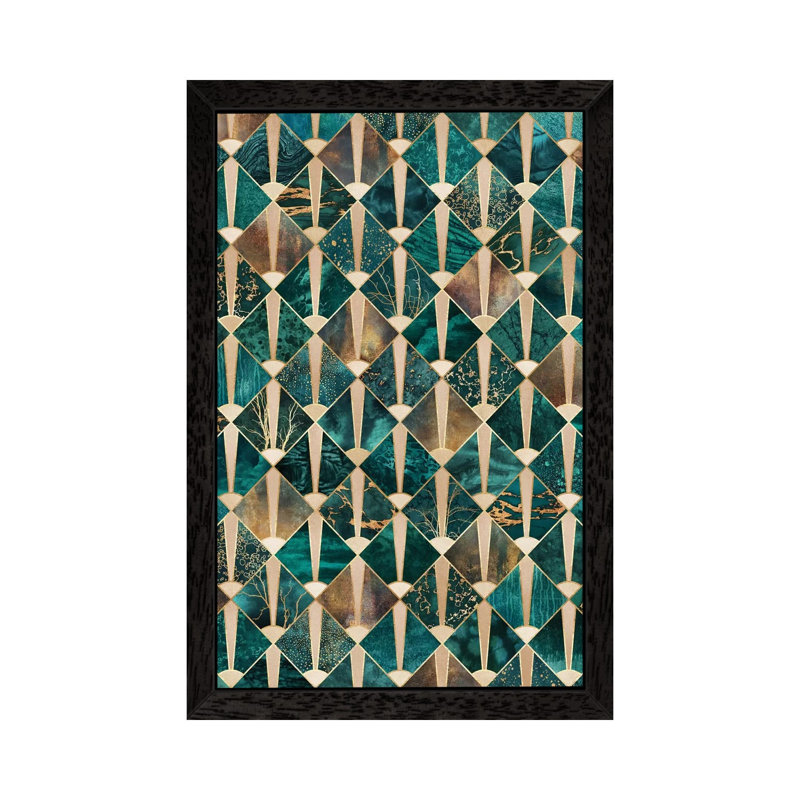 Art Deco Tiles I by Elisabeth Fredriksson - Print on Canvas, Black Framed, 152.5 cm H x 101.5 cm W