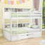 Lit superposé simple au-dessus d'un lit simple en bois avec tiroir de rangement intégré et tablettes robustes-2123004827