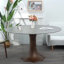 Table de salle à manger ronde ronde en pierre avec base en bois massif pour 4 à 10 personnes-98907929-98907923-98907934
