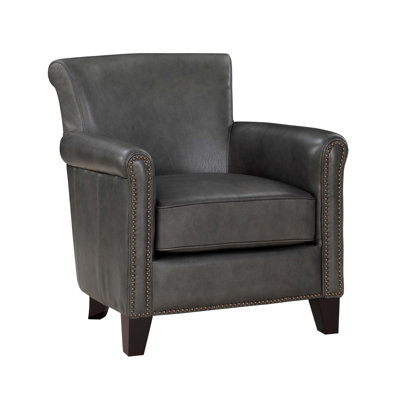 Classic Traditional Accent Chair 1Pc Solid Wood Frame Top-Grain Leather Nailhead Trim Living Room Furniture
