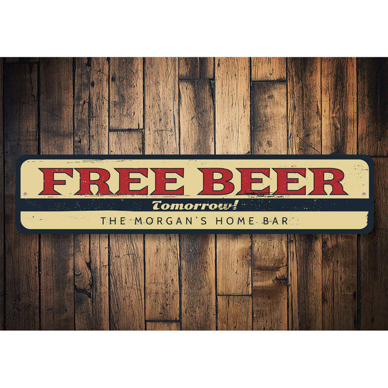 Enseigne en aluminium Free Beer Demain, H 6 po x l 24 po x P 0,06 po