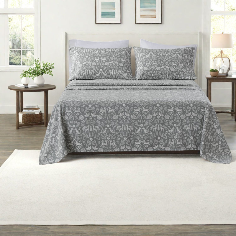 Ensembles de literie en coton luxueux très grand, style flanelle sauge d'hiver