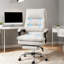 Bureau avec microfibre blanc crème (polyester), télécommande et siège réglable, siège pivotant