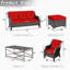 Ensemble de conversation de patio en osier toutes saisons avec coussins, 2 chaises et table basse en métal-454177592-454177594