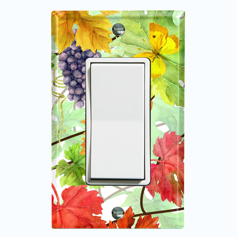 Autumn Purple Grapes Colorful Fall Leaves Landscape & Nature Themed 1 - Gang Rocker Standard Wall Plate