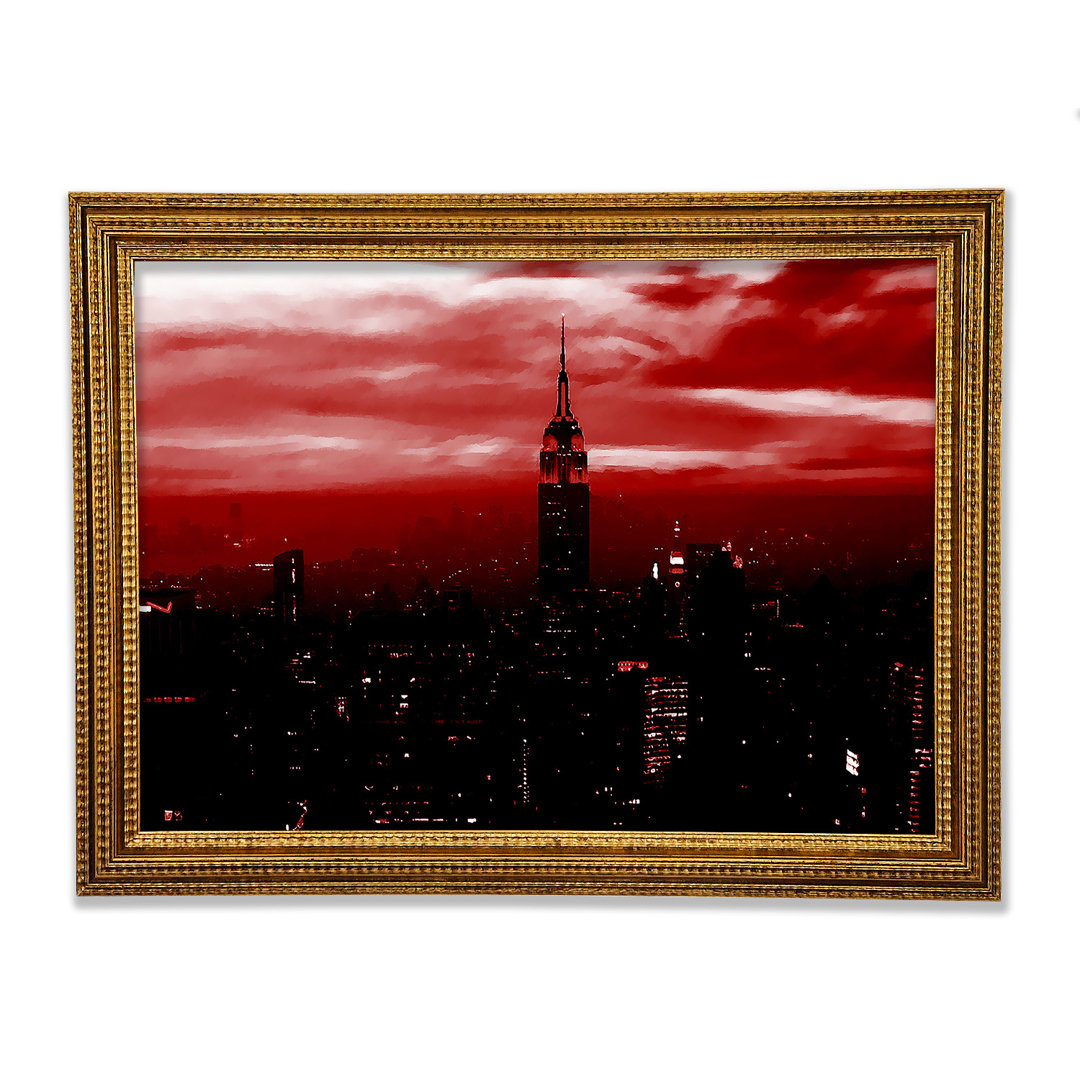 Empire State Building Rotes Glühen - Einzelner Bilderrahmen Kunstdrucke