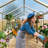 Greenhouse for Outdoor with Door, Green House with Polycarbonate Panel & Adjustable Roof Vent & Ground Nails-124022180-124022183