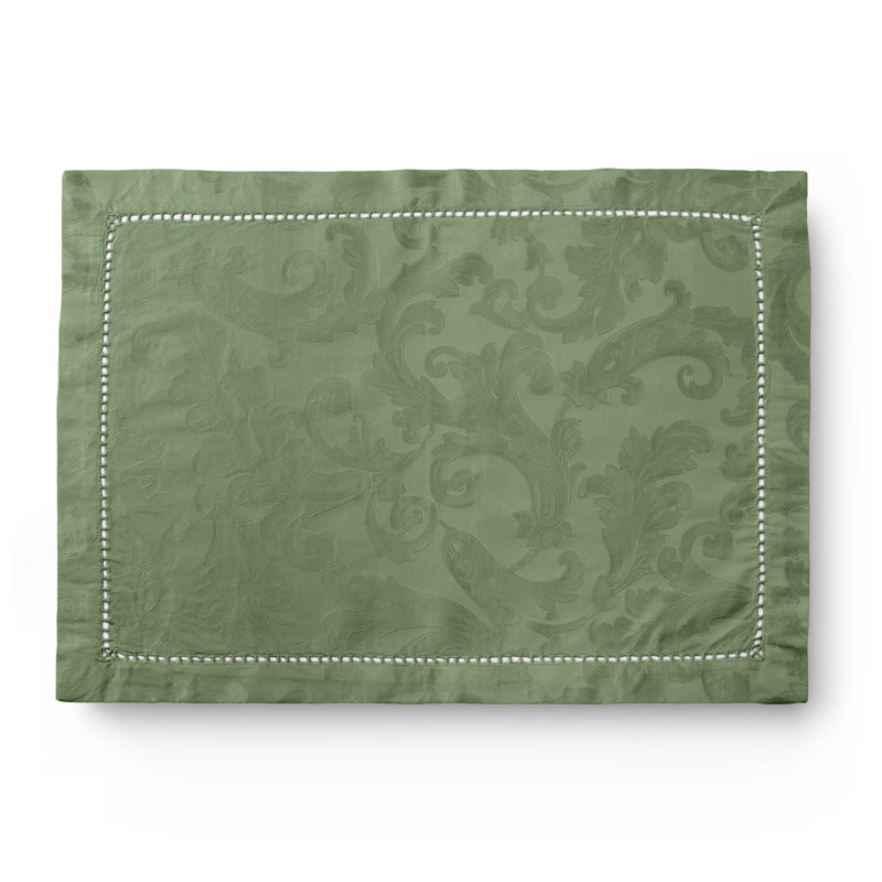 Acanthus Cotton Rectangle Placemats, Sage