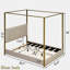 Lit plateforme à baldaquin avec tête de lit tapissier et structure en métal Upholstery-438766249