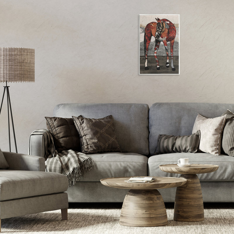 Art mural cheval avec motifs géométriques par  Good, H 15 po x l 10 po