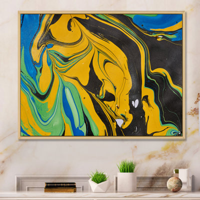 Art en acrylique noir et jaune