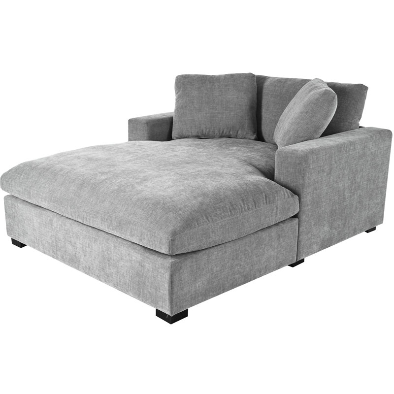 Méridienne surdimensionnée - gris, aspect classique, pieds en bois massif, structure, assemblage facile, confort 53,5 po x 70,9 po, salon classique, tissu, expérience imbattable