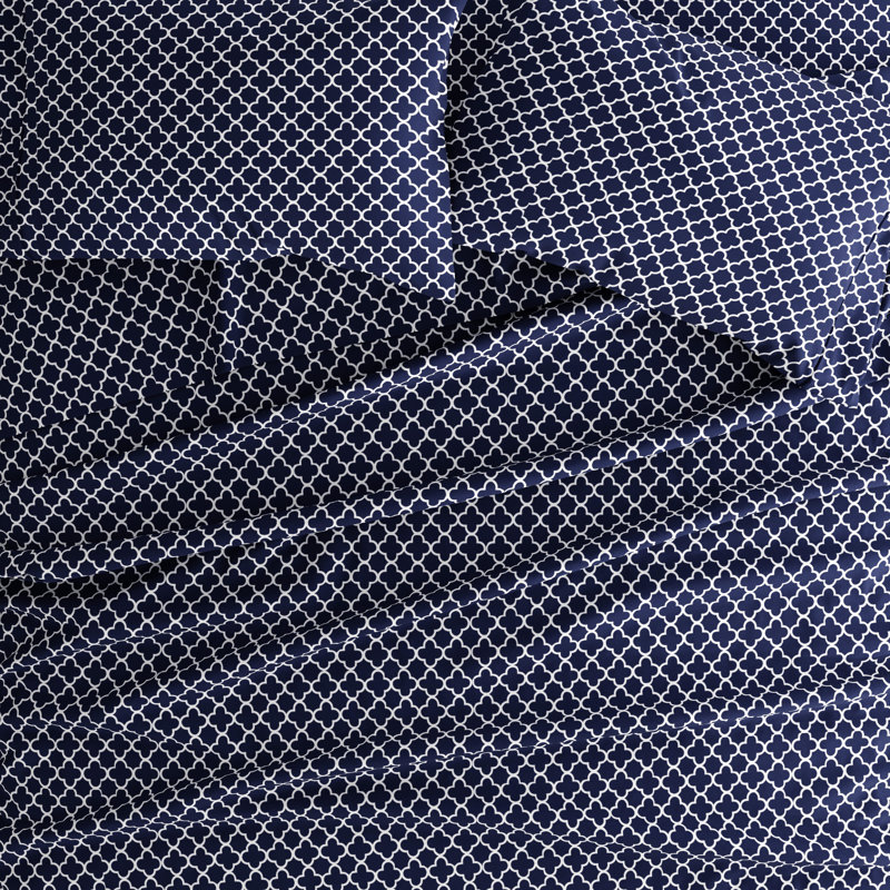 Edinburg Geometric Sheet Set, Navy, Queen