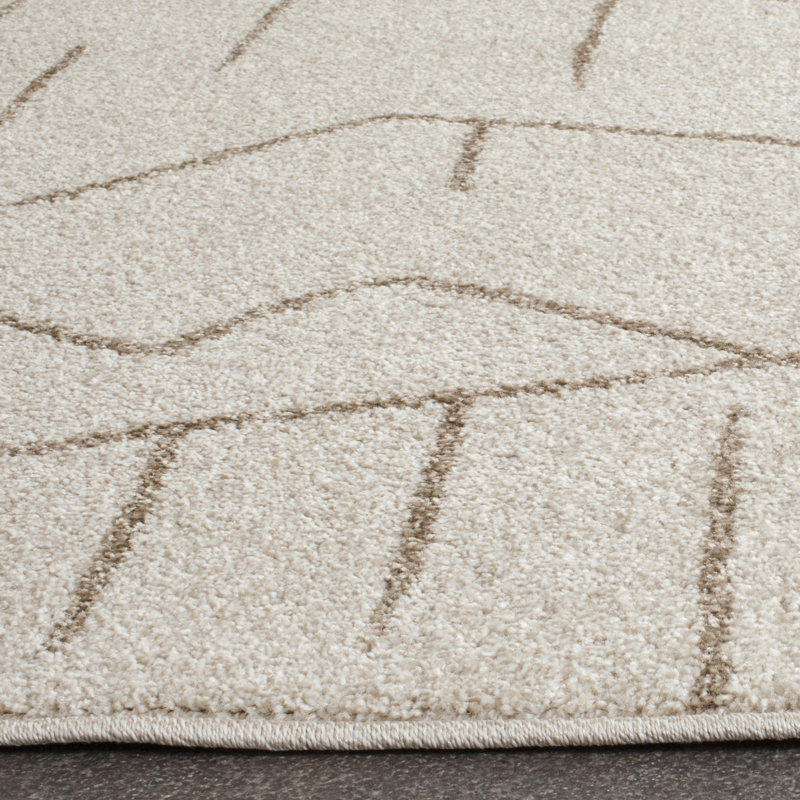 Covey Abstract Ivory/Grey Area Rug, Rectangle 5'3" x 8'